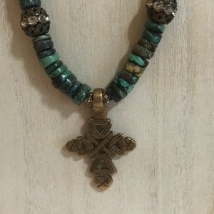 Ethiopian cross turquoise necklace.